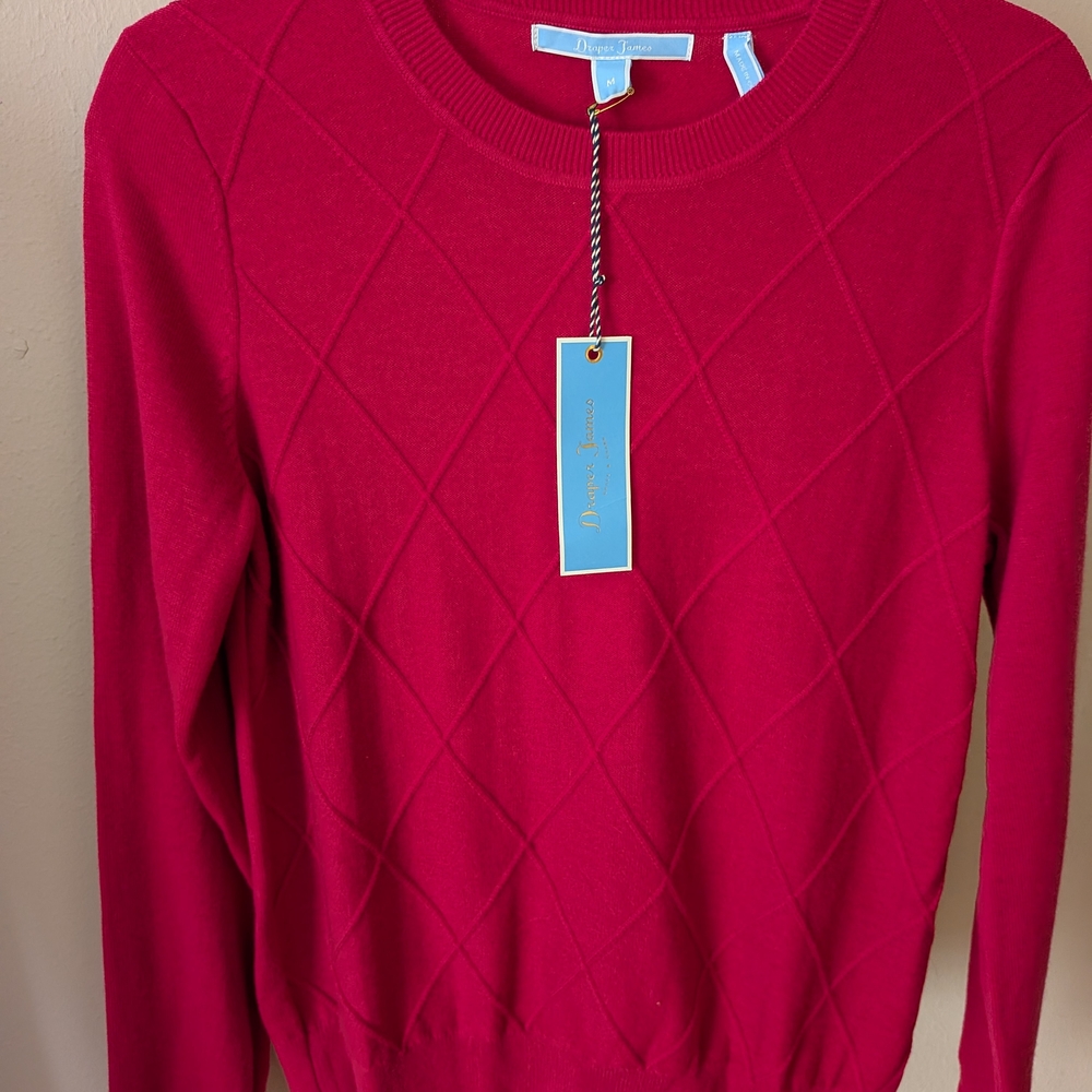 Draper James Pink Argyle Sweater Medium